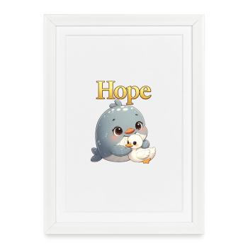Hoffnungskuscheln: Wal und Küken - Gerahmtes Poster (27 × 37 cm) - Weiß - Vorne