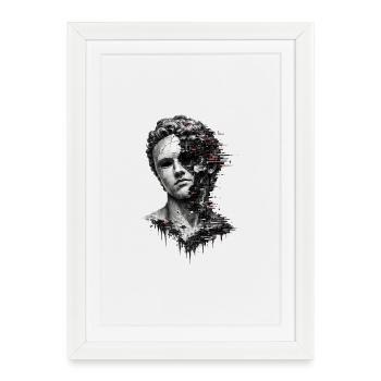 Classic Glitch Face - Framed poster (27 × 37 cm) - white - Front