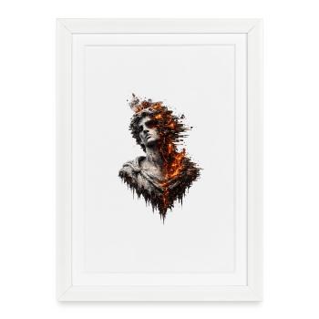 Burning Statue: Fire and Marble - Framed poster (27 × 37 cm) - white - Front