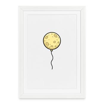 Look cartoon de ballons de lune - Affiche encadrée (27 × 37 cm) - blanc - Devant