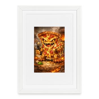 Monstre de la pizza au fromage - Affiche encadrée (27 × 37 cm) - blanc - Devant