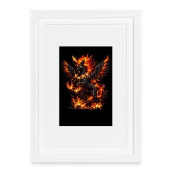 Fire Pegasus with Flower Wreath - Framed poster (27 × 37 cm) - white - Front