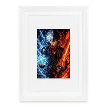 Krigare med dubbla element. Eld och is - Framed poster (27 × 37 cm) - white - Front
