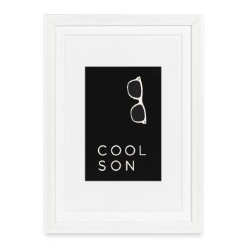 Cool Son – Design minimaliste de streetwear - Affiche encadrée (27 × 37 cm) - blanc - Devant