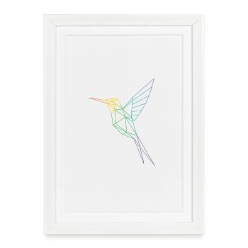 Geometric Rainbow Hummingbird - Framed poster (27 × 37 cm) - white - Front
