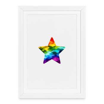Rainbow Mosaic Star - Framed poster (27 × 37 cm) - white - Front