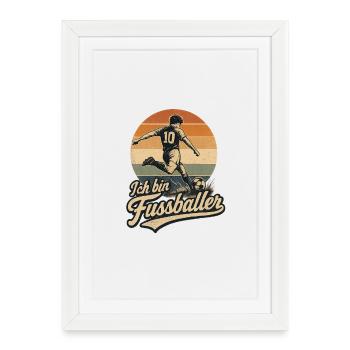 Ich bin Fussballer Retro - Gerahmtes Poster (27 × 37 cm) - Weiß - Vorne