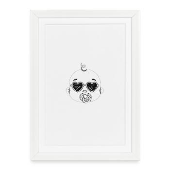 Bébé Coeur Lunettes Doodle - Affiche encadrée (27 × 37 cm) - blanc - Devant