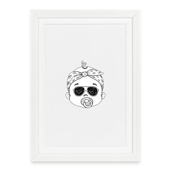 Bébé rebelle avec lunettes noires - Affiche encadrée (27 × 37 cm) - blanc - Devant