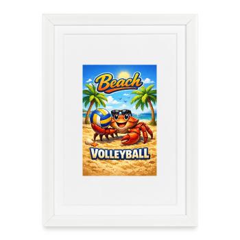 Beach Crab Volleyball Summer Design - Framed poster (27 × 37 cm) - white - Front