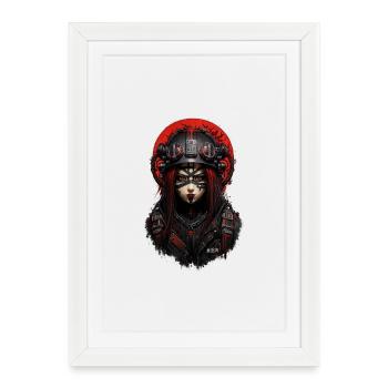 Guerrier dans le casque gothique cyberpunk - Affiche encadrée (27 × 37 cm) - blanc - Devant