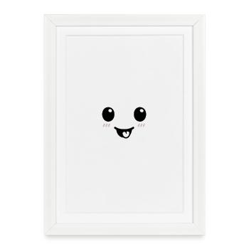 Kawaii Big Eyes Face - Framed poster (27 × 37 cm) - white - Front