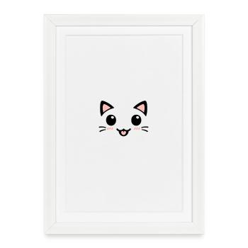 Kawaii Cat Noir Rose - Affiche encadrée (27 × 37 cm) - blanc - Devant