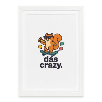 Skater-Eichhörnchen mit Pizza - Gerahmtes Poster (27 × 37 cm) - Weiß - Vorne