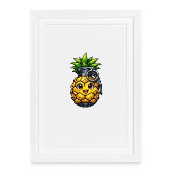 Pineapple Pomegranate Kawaii - Framed poster (27 × 37 cm) - white - Front