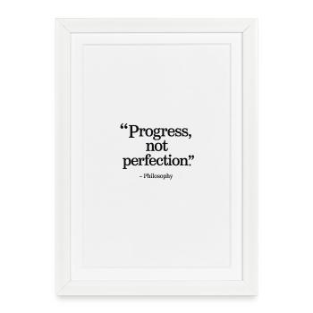 Progrès Pas Perfection Typographie Inspirante - Affiche encadrée (27 × 37 cm) - blanc - Devant