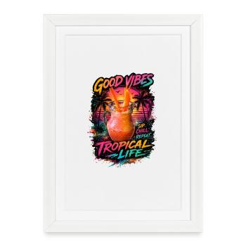 Tropische Gute-Laune Vibes - Framed poster (27 × 37 cm) - white - Front