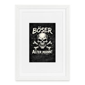 Böser Alter Mann Skull - Gerahmtes Poster (27 × 37 cm) - Weiß - Vorne