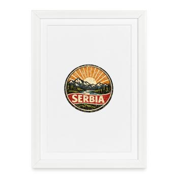 Souvenir de design de voyage en Serbie : vacances dans les Balkans - Affiche encadrée (27 × 37 cm) - blanc - Devant