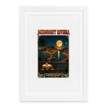 Midnight Riviera Summer Nights - Framed poster (27 × 37 cm) - white - Front