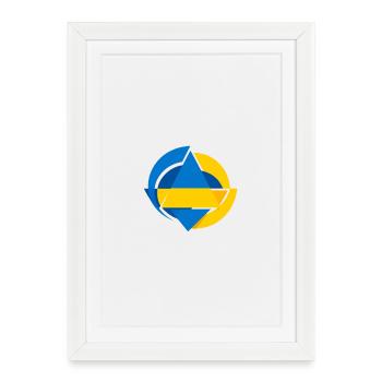 Conception du drapeau ukrainien Carte du tournesol du blé - Affiche encadrée (27 × 37 cm) - blanc - Devant