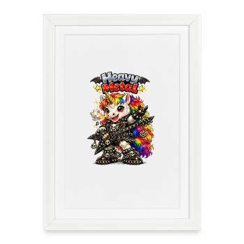 Guitare arc-en-ciel Unicorn Heavy Metal - Affiche encadrée (27 × 37 cm) - blanc - Devant