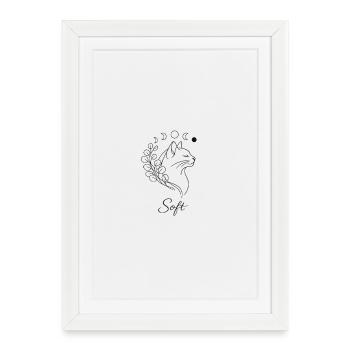 Cat Moon Plants Line Cat Lover Design - Affiche encadrée (27 × 37 cm) - blanc - Devant