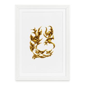 DRAGON DORE - Affiche encadrée (27 × 37 cm) - blanc - Devant