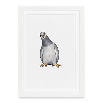 Aquarell Taube auf Schwarz - Gerahmtes Poster (27 × 37 cm) - Weiß - Vorne