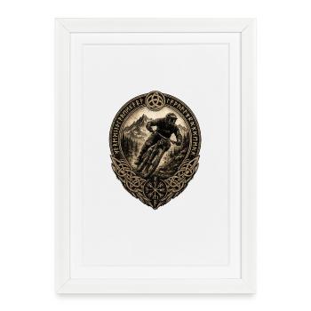 Nordic Mountain Bike Rune Art - Framed poster (27 × 37 cm) - white - Front
