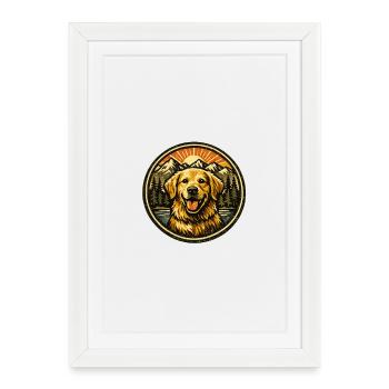 Golden Dog Family Retriever Dog Nature Love - Framed poster (27 × 37 cm) - white - Front