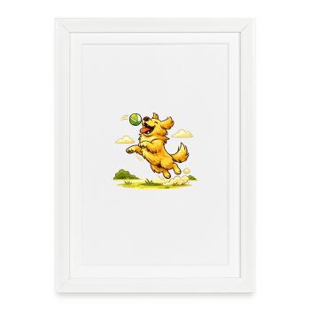 Golden Dog Family Retriever Dog Nature Love - Framed poster (27 × 37 cm) - white - Front