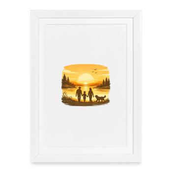 Golden Dog Family Retriever Dog Nature Love - Framed poster (27 × 37 cm) - white - Front