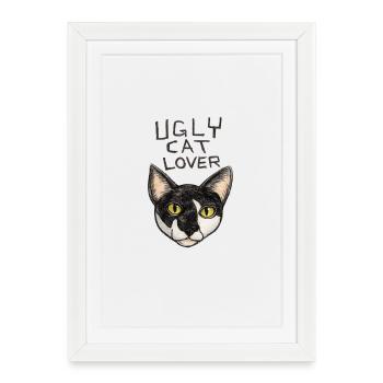 Hässlicher Katzenliebhaber Katzengesicht-Tee - Gerahmtes Poster (27 × 37 cm) - Weiß - Vorne