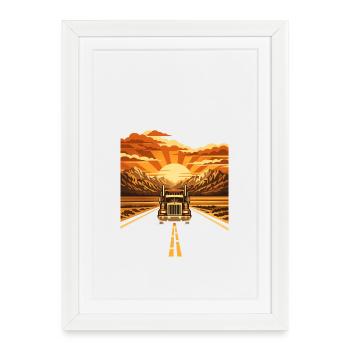 Chauffeur de camion Route longue distance Montagnes - Affiche encadrée (27 × 37 cm) - blanc - Devant