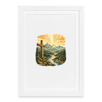 Motif religieux de la Croix du christianisme - Affiche encadrée (27 × 37 cm) - blanc - Devant