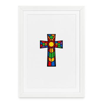 Motif religieux de la Croix du christianisme - Affiche encadrée (27 × 37 cm) - blanc - Devant