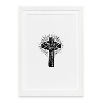 Motif religieux de la Croix du christianisme - Affiche encadrée (27 × 37 cm) - blanc - Devant