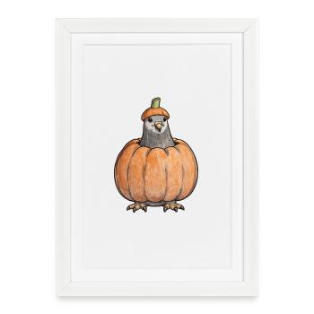 Pumpkin Pigeon Herbstzauber - Gerahmtes Poster (27 × 37 cm) - Weiß - Vorne