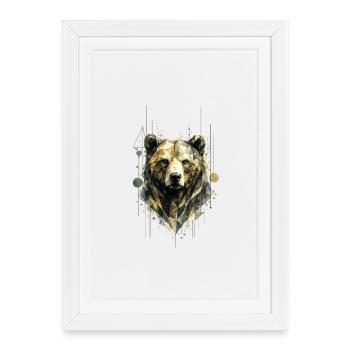 Wild Geometry Bear - Framed poster (27 × 37 cm) - white - Front