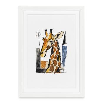 Cubist Giraffe Geometry - Framed poster (27 × 37 cm) - white - Front