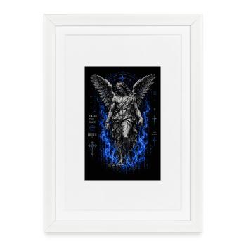 Fallen Angel in Blue Inferno - Framed poster (27 × 37 cm) - white - Front
