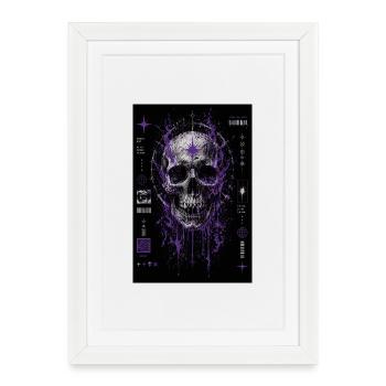 Purple Cosmic Skull Glyphs - Framed poster (27 × 37 cm) - white - Front