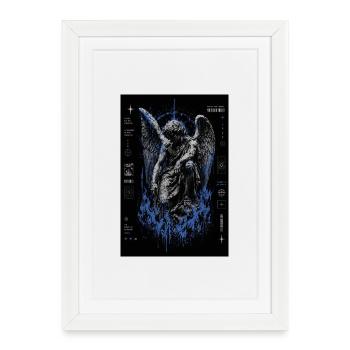 Indigo Flame Angel - Framed poster (27 × 37 cm) - white - Front