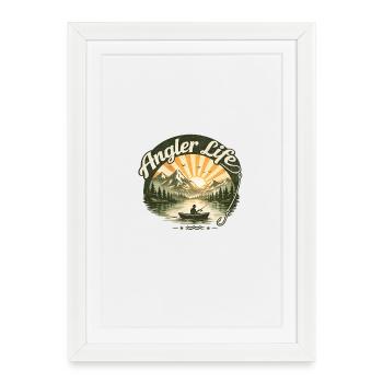 Angler Life – Vintage Fishing Shirt with Mountain Lake - Framed poster (27 × 37 cm) - white - Front
