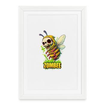 Zombee Néon Crâne - Affiche encadrée (27 × 37 cm) - blanc - Devant