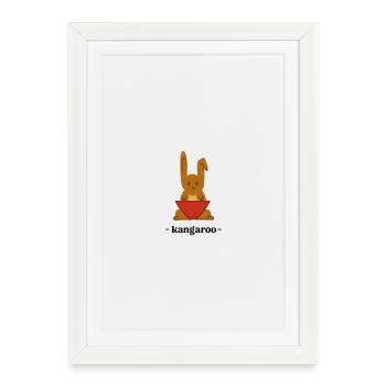 Kangaroo with red pouch - Framed poster (27 × 37 cm) - white - Front