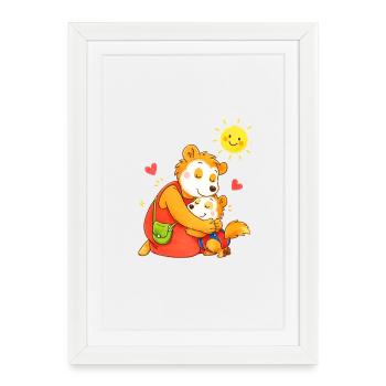 L’amour de la mère du chien câlin sous le soleil - Affiche encadrée (27 × 37 cm) - blanc - Devant