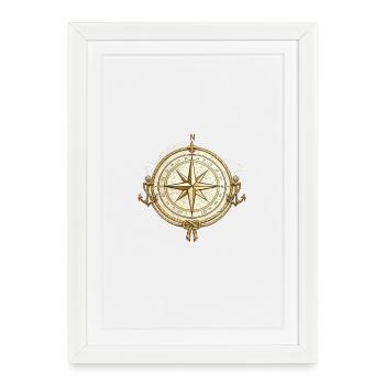 Boussole d’Or Étoile Nautique - Affiche encadrée (27 × 37 cm) - blanc - Devant