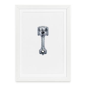 Piston Chromé Art Moteur - Affiche encadrée (27 × 37 cm) - blanc - Devant